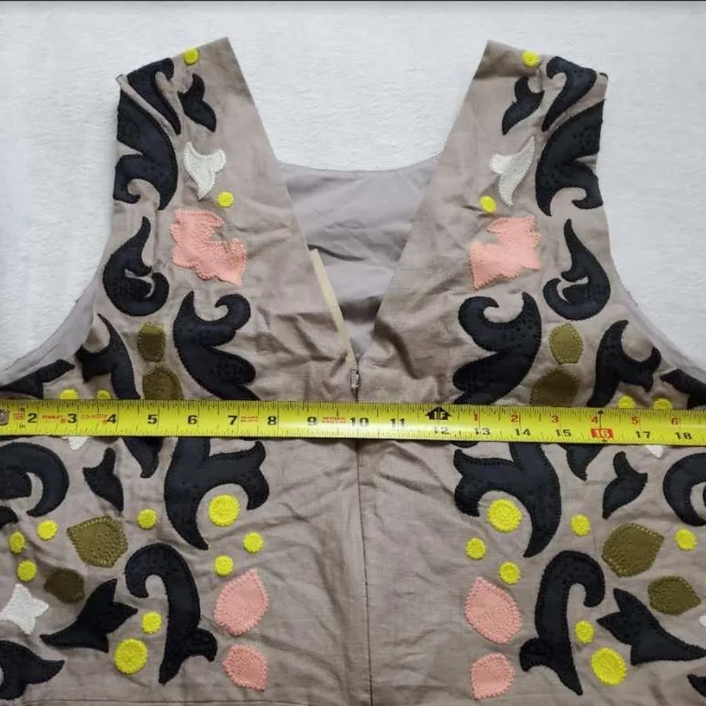 NEW 16 BANANA REPUBLIC HERITAGE COLLECTION EMBROIDERED SHIFT DRESS BOULDER LINEN - Picture 9 of 13